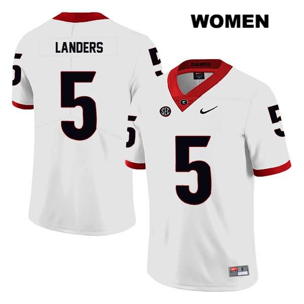 Georgia Bulldogs Women's Matt Landers #5 NCAA Legend Authentic White Nike Stitched College Football Jersey CDT4556OC